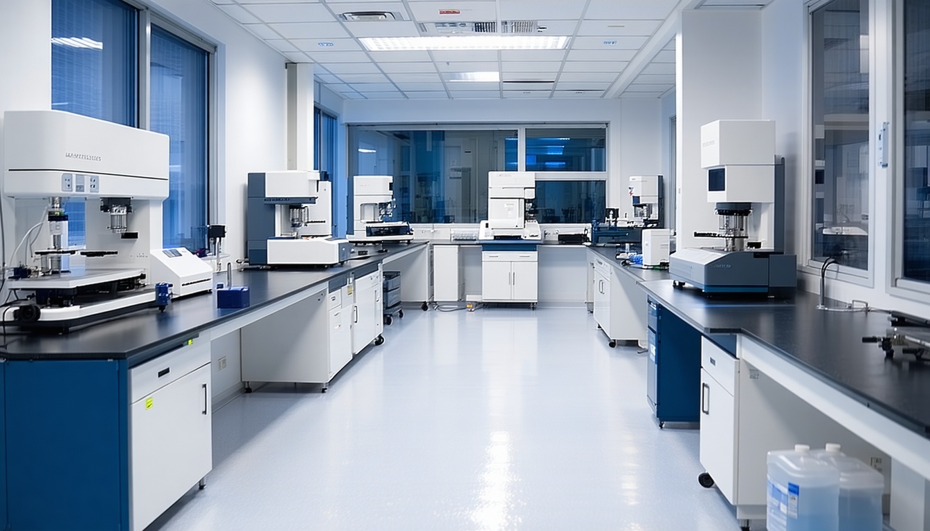 A well-equipped modern laboratory featuring variou